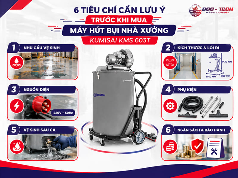 những lưu ý khi mua máy hút bụi công nghiệp Kumisai KMS 603T