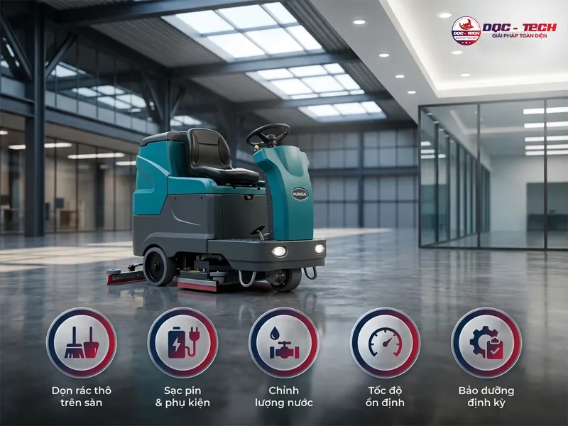 Những điểm cần nhớ khi sử dụng máy chà sàn ngồi lái Kumisai KMS 85B