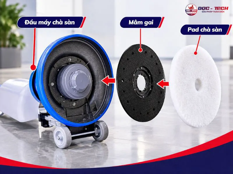 Mâm gai máy chà sàn cách lắp