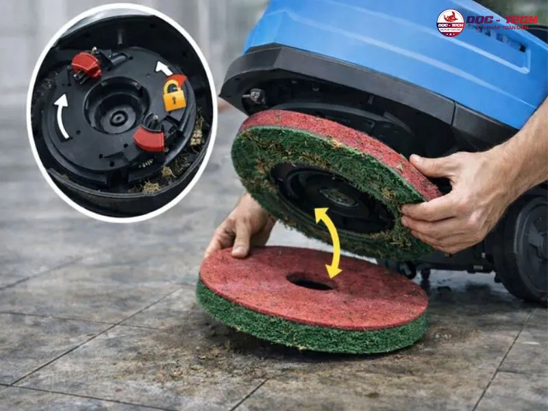 Máy chà sàn bị rung lắc do lắp phụ kiện lệch