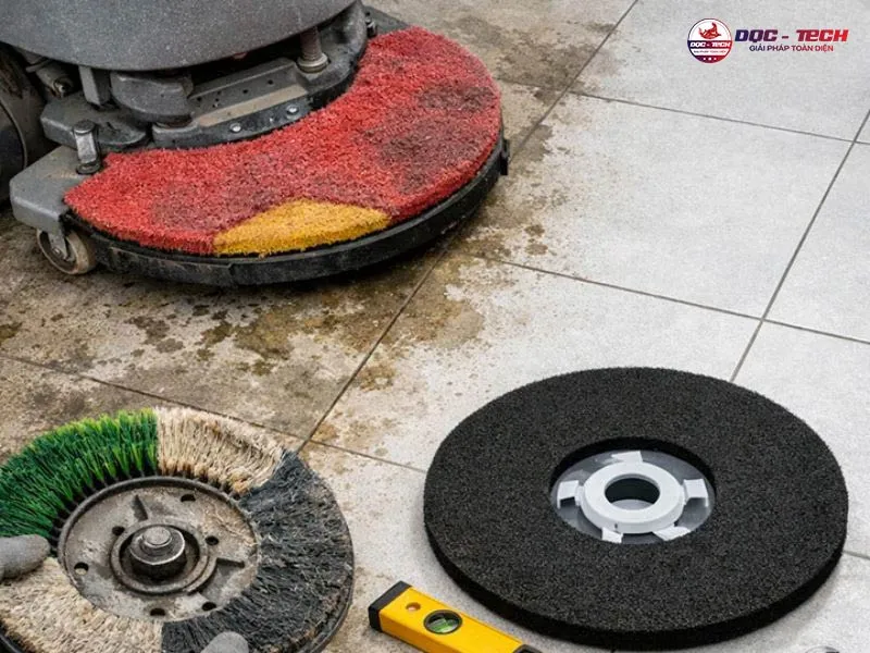 Máy chà sàn bị rung lắc do phụ kiện mòn không đều