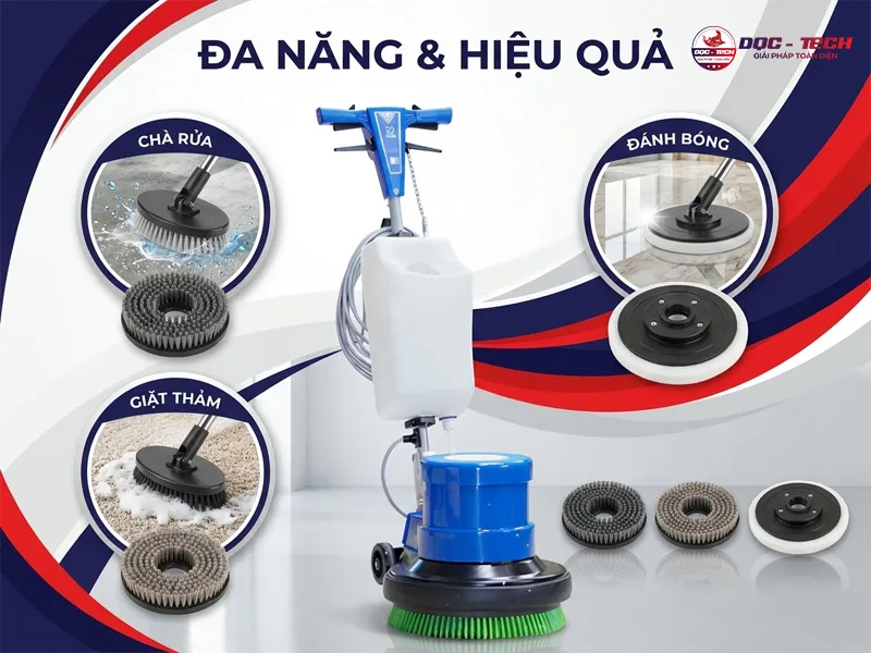 Đảm nhiệm nhiều vai trò: chà rửa, đánh bóng, giặt thảm
