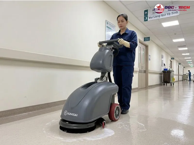 Máy chà sàn liên hợp mini Kumisai KMS-X1 tiếp đất tốt