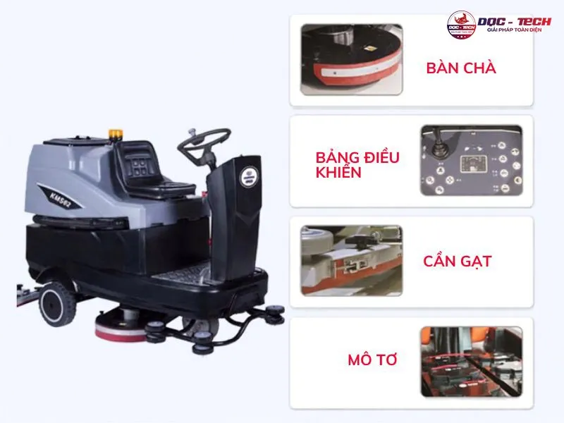 Máy chà sàn ngồi lái Kumisai KMS-62 gồm những gì