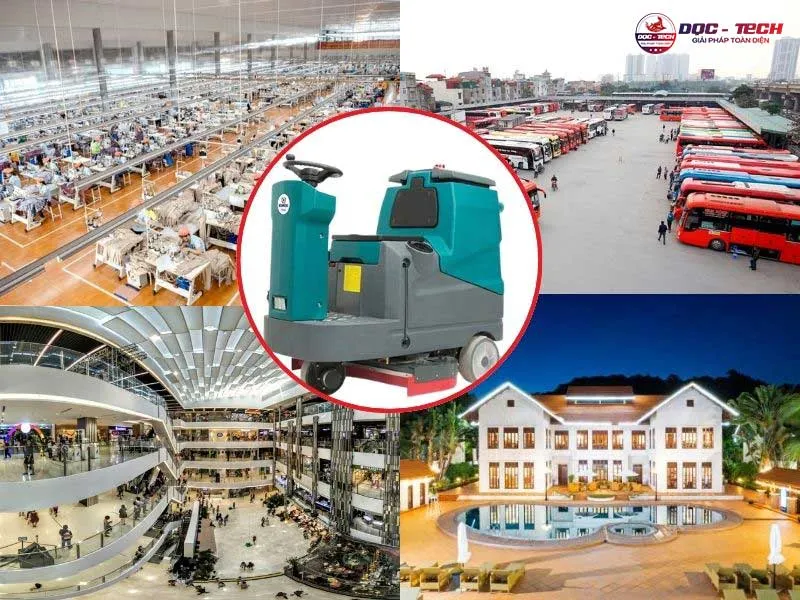 Máy chà sàn ngồi lái Kumisai KMS D8F ứng dụng