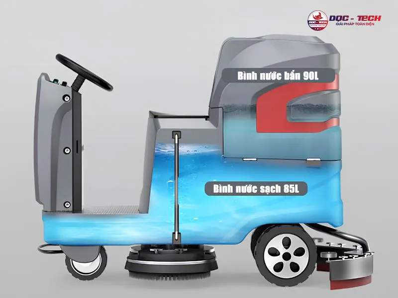 máy chà sàn ngồi lái Kumisai KMS-X6: bình chứa
