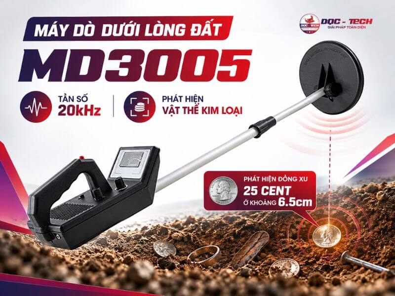 Máy dò kim loại dưới lòng đất MD3005 có khả năng phá hiện nhanh vật thể cần tìm