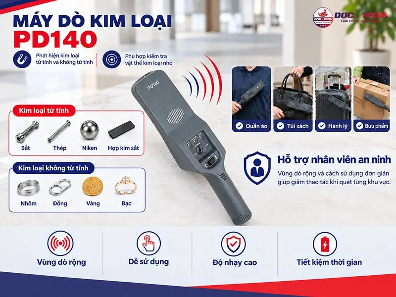 máy dò kim loại cầm tay PD140 phát hiện kim loại siêu nhạy