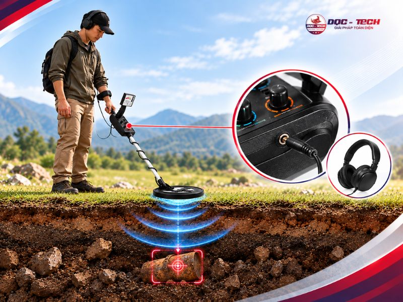 Máy rà kim loại MD5006 hỗ trợ kết nối tai nghe