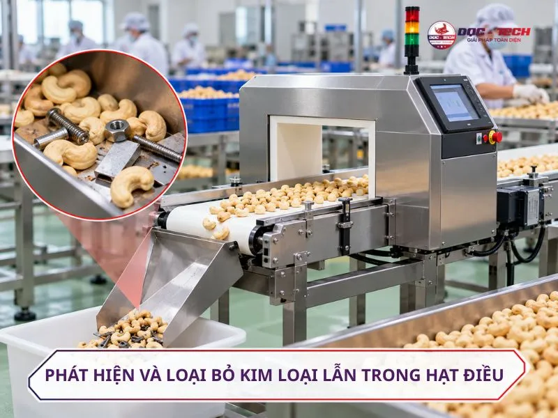 Máy dò kim loại hạt điều phát hiện nhanh dị vật
