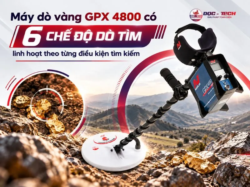 Máy rà kim loại GPX 4800 có 6 chế độ tìm kiếm linh hoạt