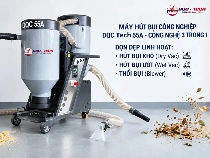 máy hút bụi 3 pha dqc tech 55a tích hợp 3 chế độ trên 1 máy