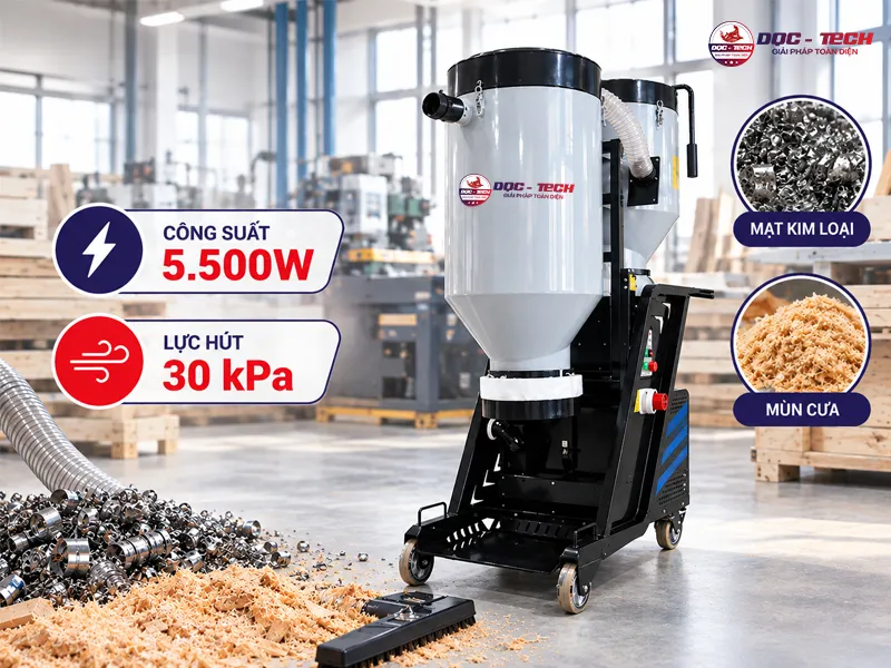 máy hút bụi 3 pha nhà xưởng dqc tech 55l hút sạch mọi bụi bẩn
