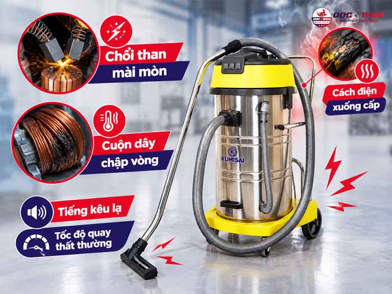 máy hút bụi có mùi khét do động cơ bị mài mòn