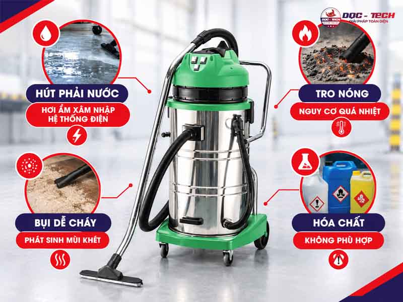 máy hút bụi có mùi khét do hút phải chất bẩn không phù hợp