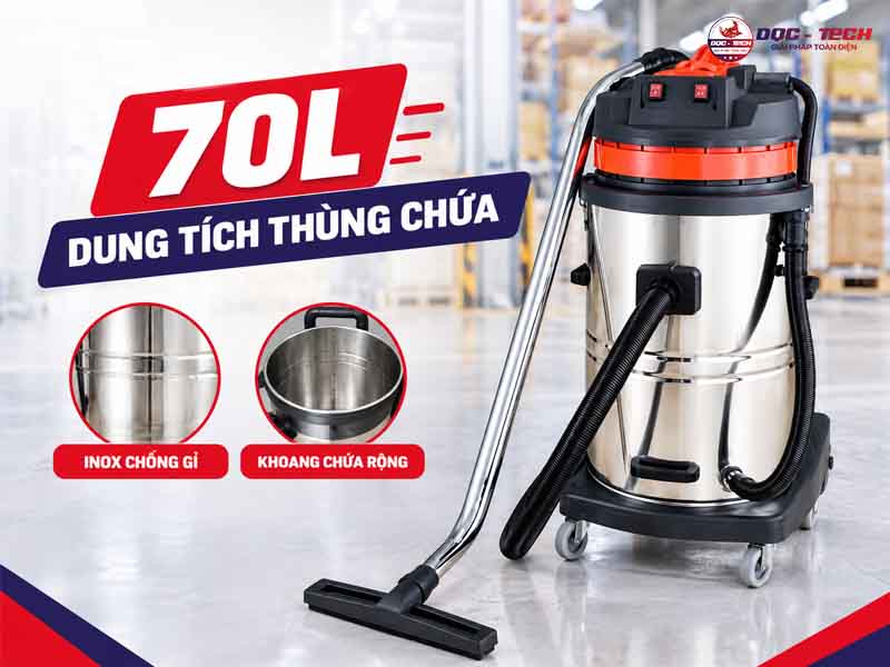 máy hút bụi công nghiệp Camry BF-580 với thùng chứa lớn 70l