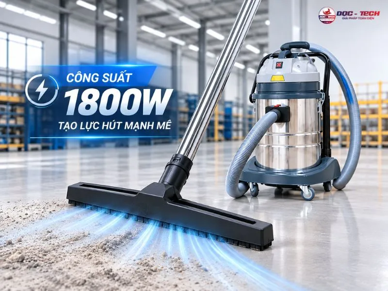 Máy hút bụi công nghiệp DQC Tech 301H với lực hút mạnh mẽ