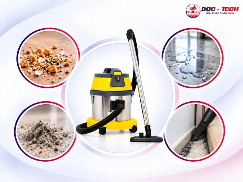 Máy hút bụi Kumisai KMS15H-Hepa xử lý nhanh bụi khô, rác thải, nước