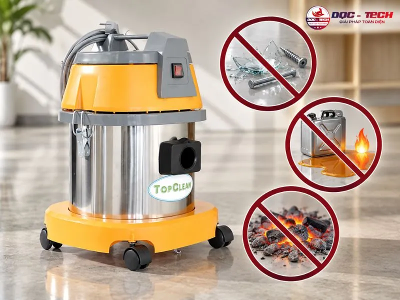 Máy hút bụi công nghiệp TopClean TC 15S không hút vật sắc nhọn