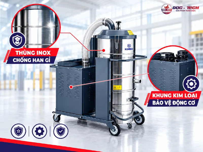 máy hút bụi động cơ 3 pha bền chắc theo thời gian