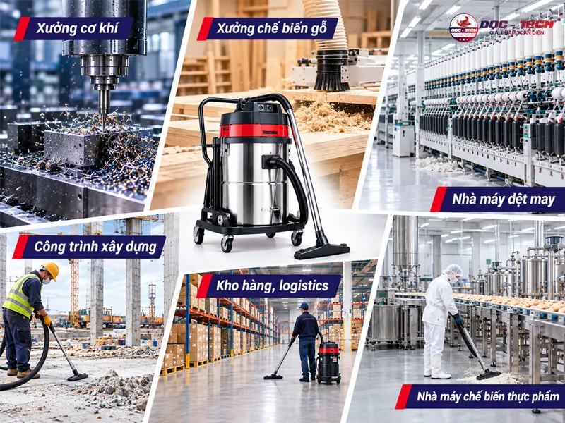 máy hút bụi động cơ 3 pha được ứng dụng rộng rãi trên nhiều lĩnh vực