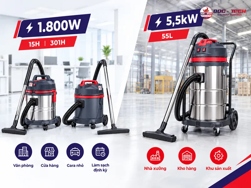 máy hút bụi vệ sinh dqc tech đa dạng mức công suất