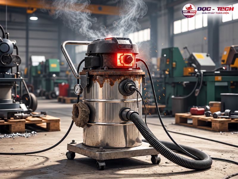 Máy hút bụi công nghiệp quá nóng khiến rơ-le nhiệt tự ngắt