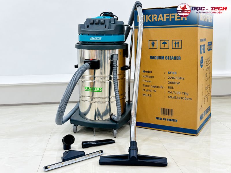 Máy hút bụi nước công nghiệp Kraffer KF80 80L 3600W được tin dùng