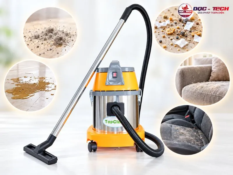 Máy hút bụi nước công nghiệp TopClean TC 15S hút nhiều dạng chất bẩn