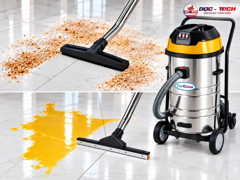 Thiết bị hút bụi TopClean TC 90S xử lý bụi bẩn và chất lỏng nhanh