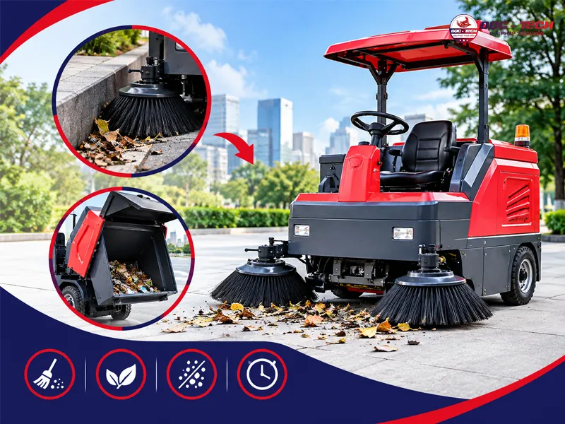 máy quét rác gom mọi vết bẩn làm sạch nhanh chóng