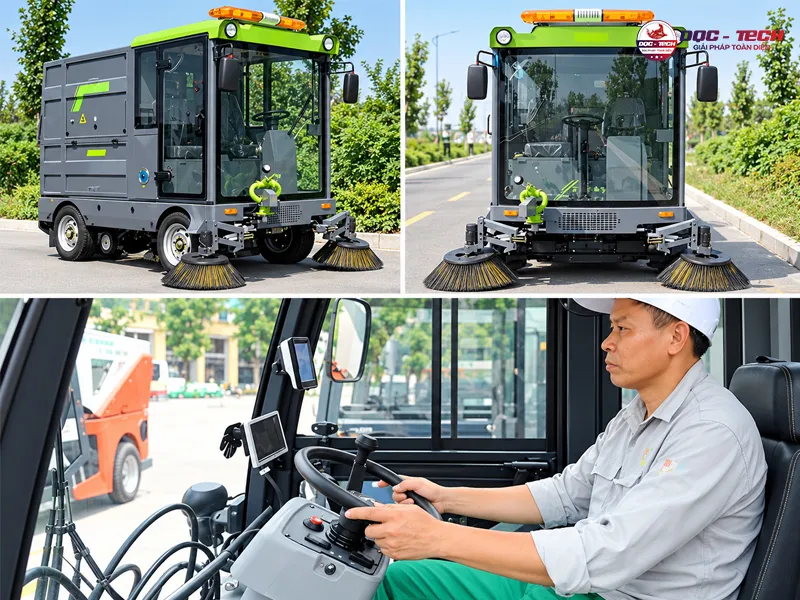 máy quét rác Kumisai KMS25 có khoang cabin thuận tiện