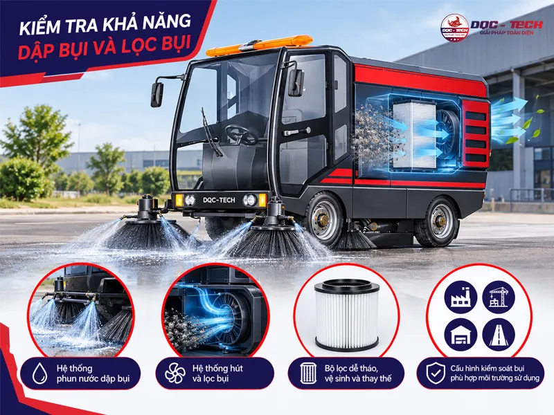 máy quét rác ngồi lái kiểm soát bụi bẩn hiệu quả