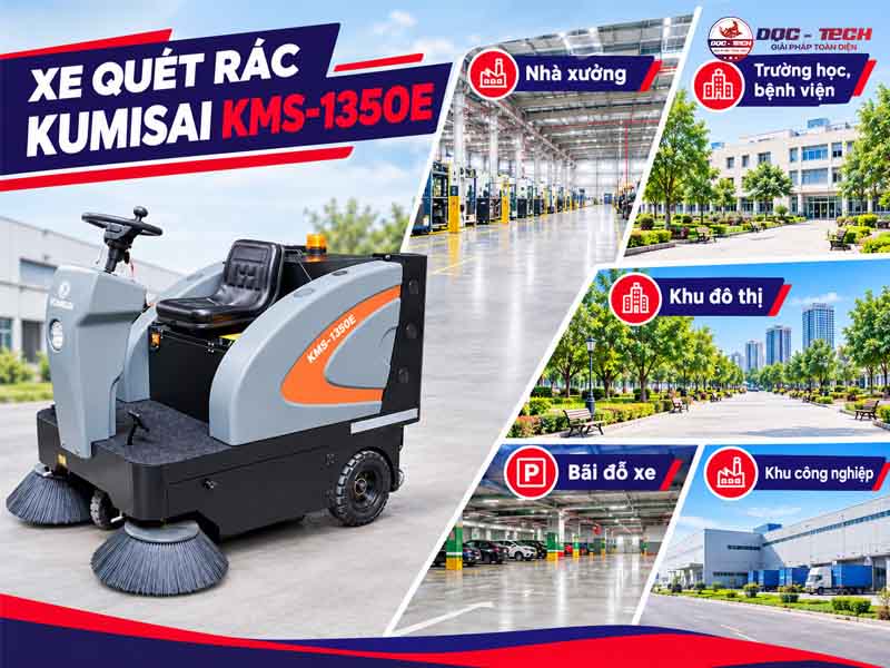 máy quét rác ngồi lái Kumisai KMS-1350E ứng dụng rộng rãi nhiều nơi