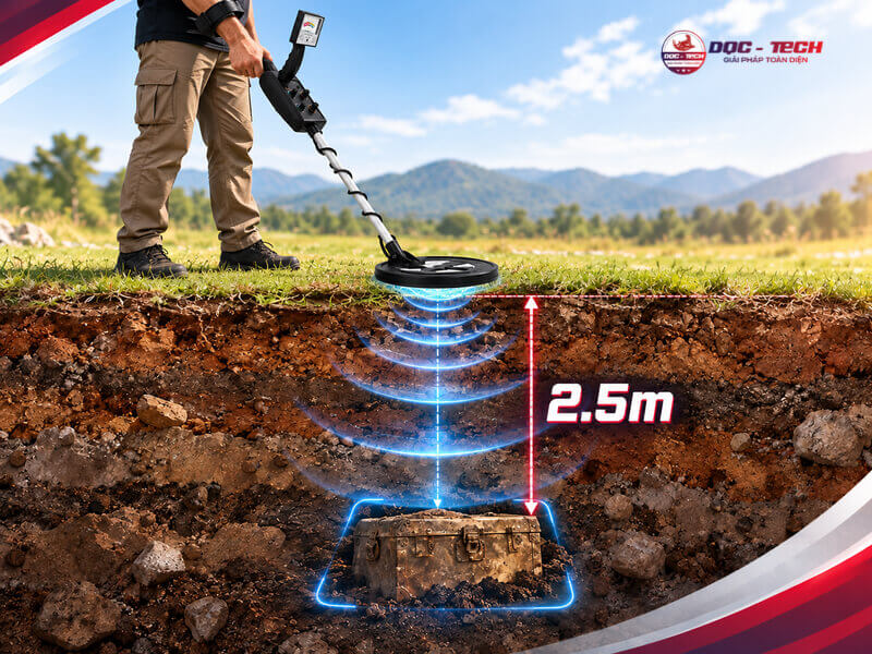 Khoảng cách dò tìm của máy rà kim loại MD5006