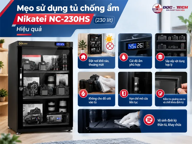 Mẹo sử dụng tủ chống ẩm Nikatei NC-230HS (230 lít) hiệu quả