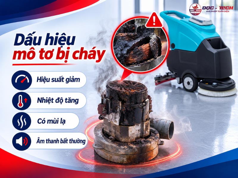 Motor máy chà sàn bị cháy: dấu hiệu