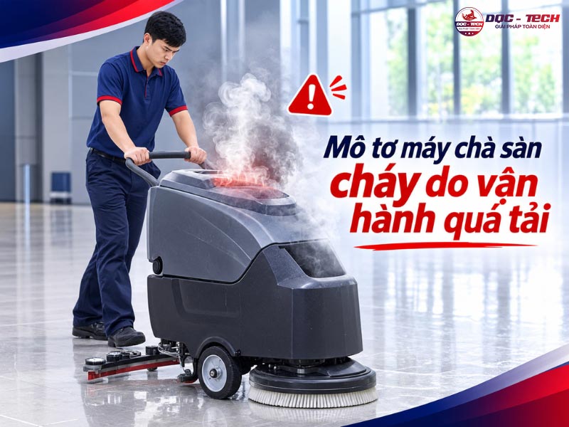 Motor máy chà sàn bị cháy: do vận hành quá tải