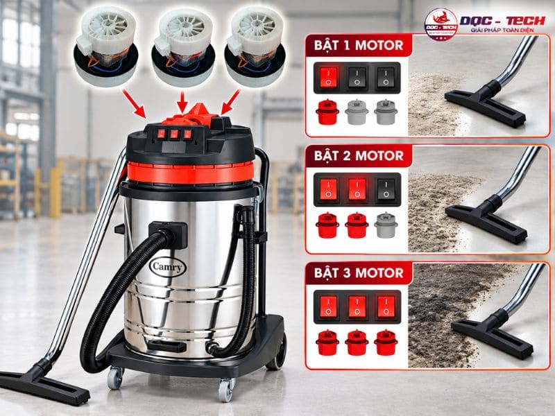 Máy hút bụi công nghiệp nhà xưởng Camry BF-580-3 sở hữu 3 motor mạnh mẽ