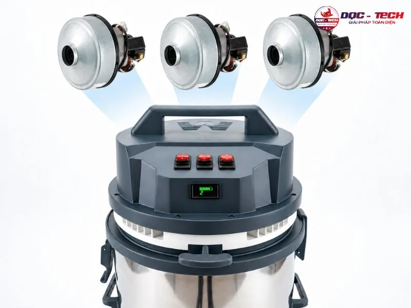 Máy hút bụi công nghiệp Kumisai KMS 80B với 3 motor 1500W