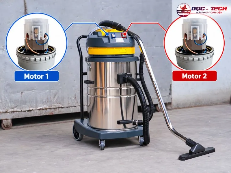 Máy hút bụi Kumisai KMS 70A hoạt động với 2 motor hiệu quả