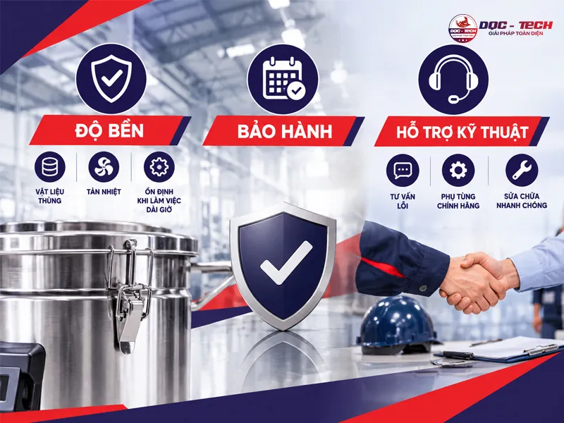 mua máy hút bụi cho nhà xưởng cần chú ý tới độ bền và bảo hành