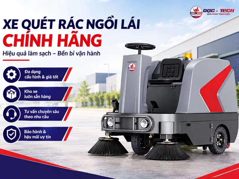 mua xe quét rác ngồi lái chính hãng, giá rẻ tại dqc tech