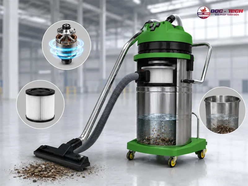 nguyên lý hoạt động của máy hút bụi nhà xưởng Kumisai KMS80