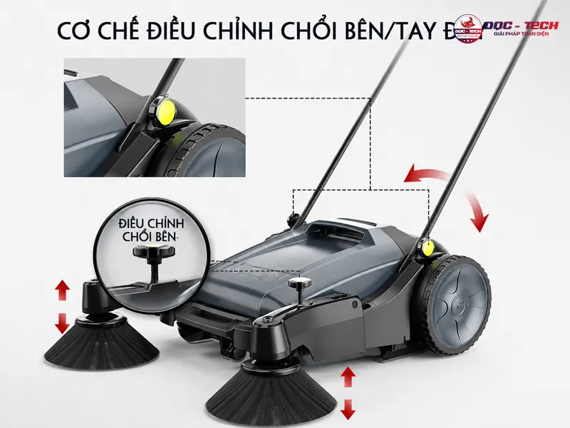 nguyên lý hoạt động của Xe quét rác đẩy tay DQC Tech 1F