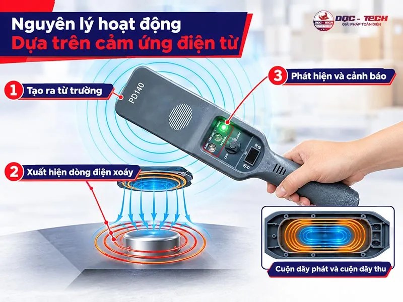 Nguyên lý hoạt động của máy dò kim loại PD140