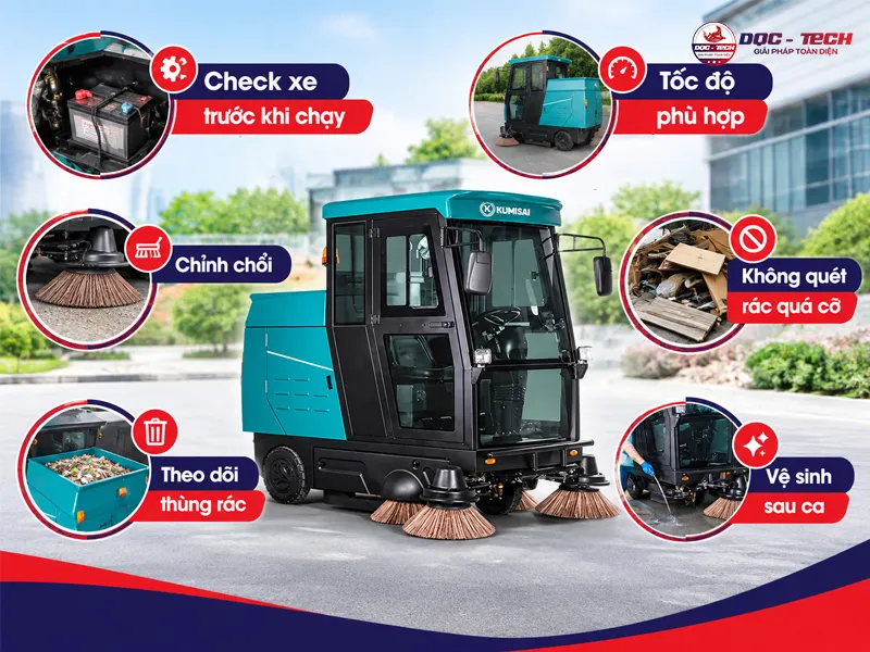 nguyên tắc vận hành máy quét đường Kumisai KMS 180 ổn định