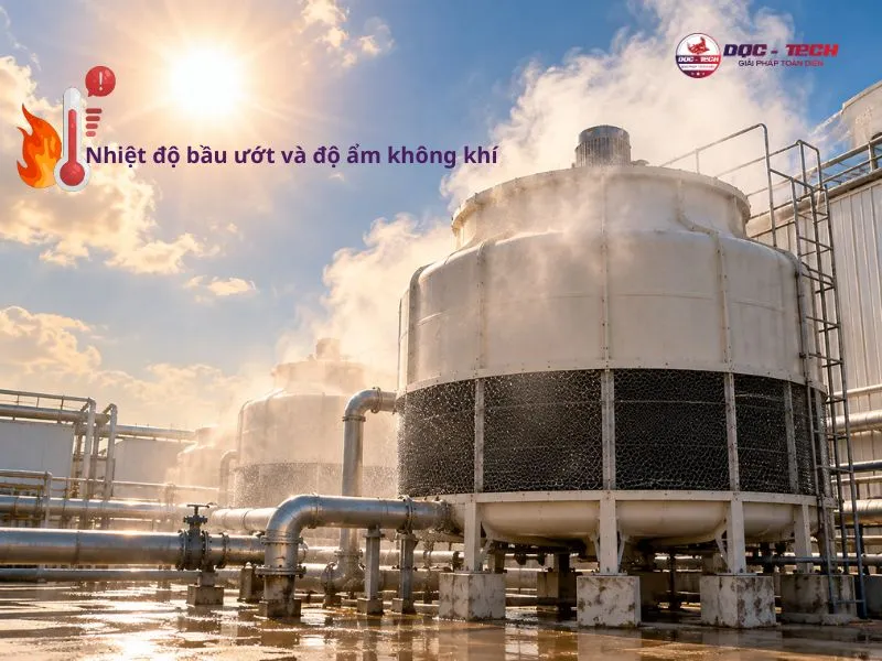 Yếu tố nhiệt độ bầu ướt và độ ẩm không khí ảnh hưởng tới hiệu suất của tháp