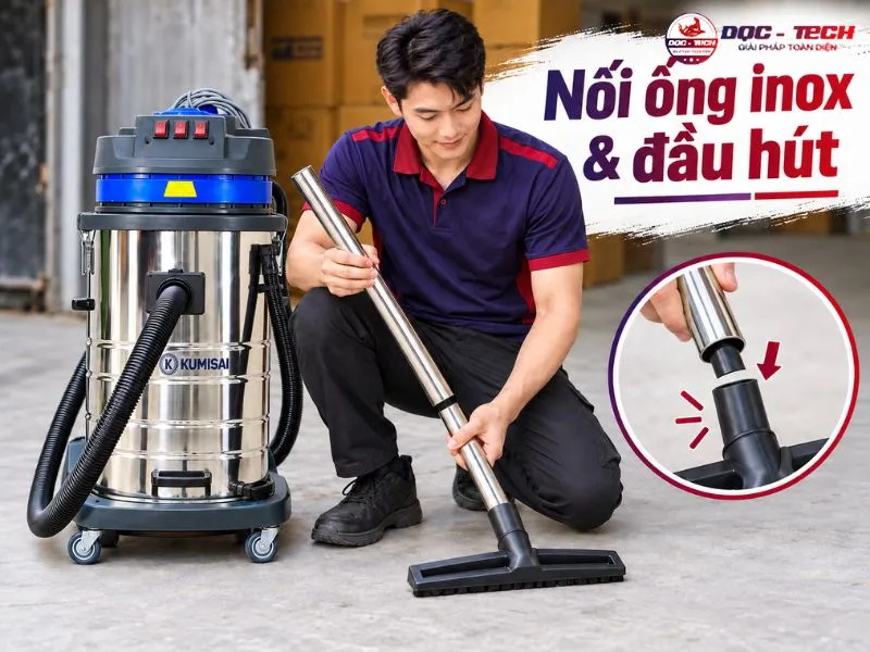 Nối ống inox và đầu hút cho máy hút bụi công nghiệp