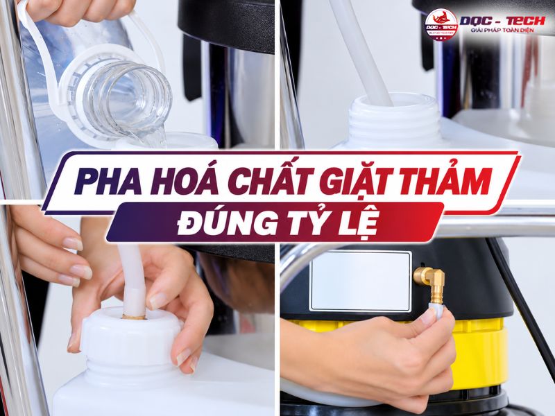 Pha hoá chất giặt thảm chuẩn tỷ lệ nhất